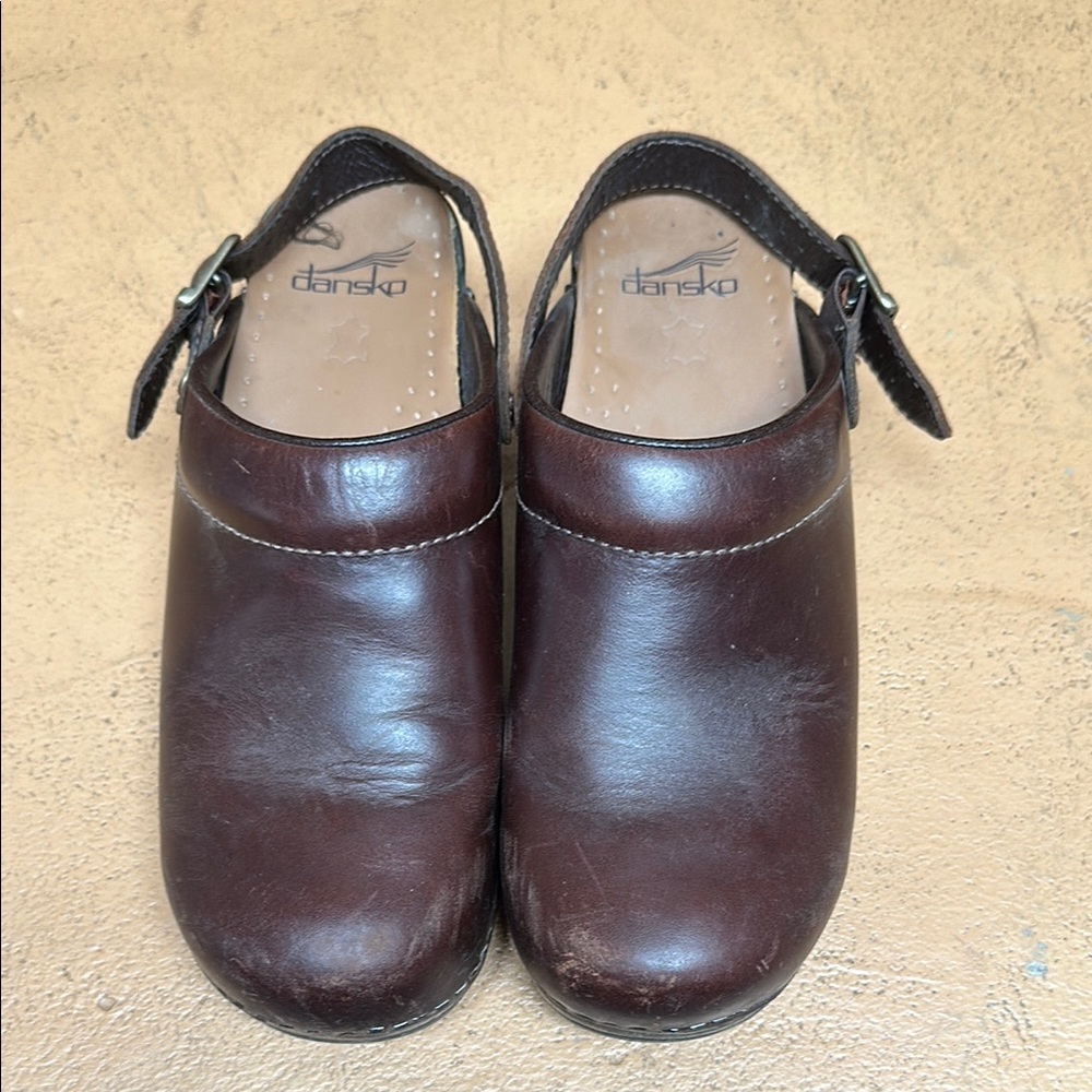 Dansko Brown Leather Mules with Chunky Sole